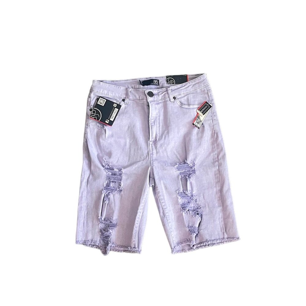 BBJ Los Angeles High Rise Bermuda Distressed Bermuda Shorts Purple Size 29